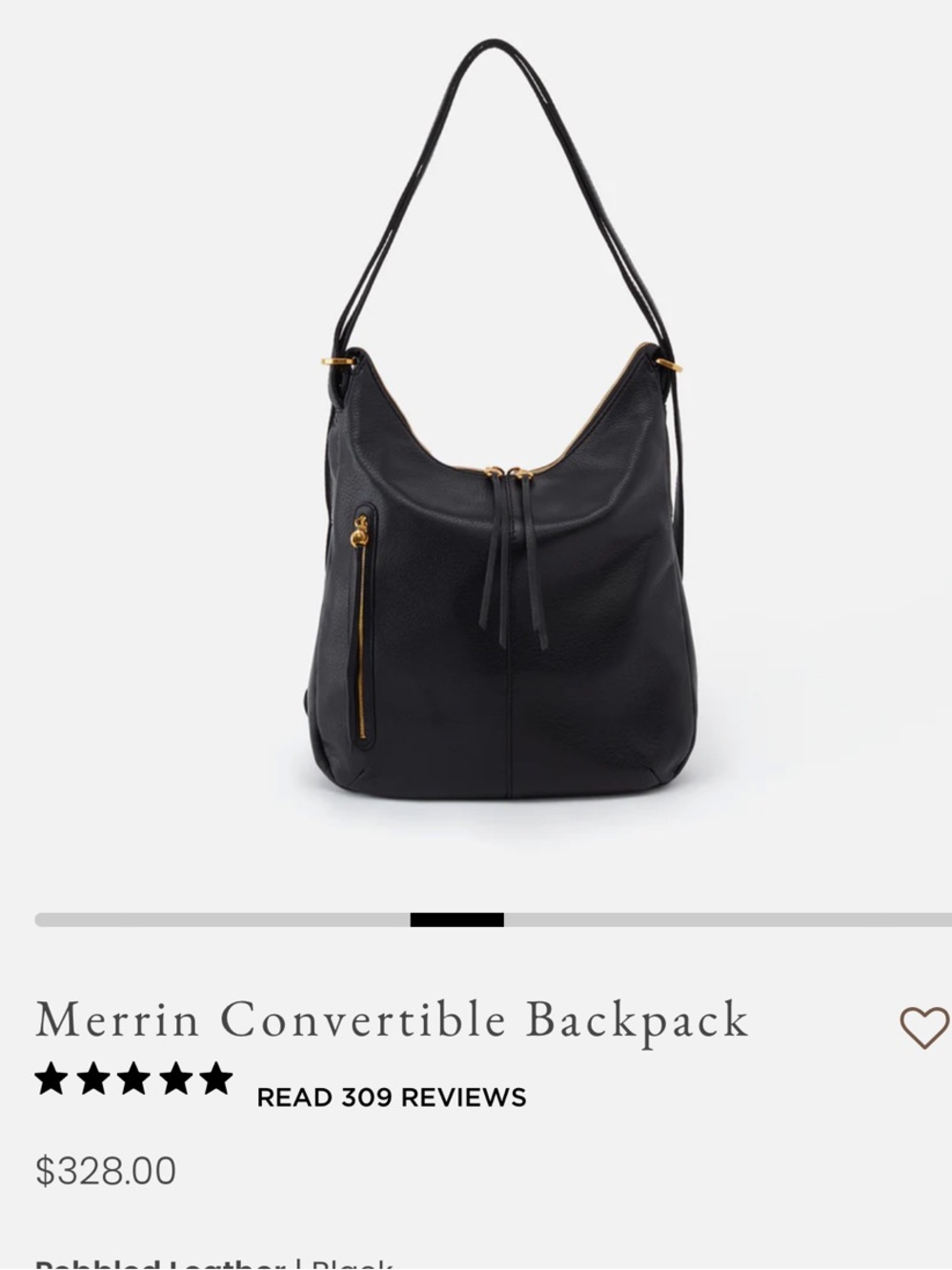 HOBO Merrin Convertible Backpack — Black with Gold Hardware - Picture 2 of 10
